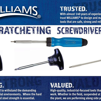 Williams WRST1 T Handle Ratcheting Screwdriver, 2-Inch