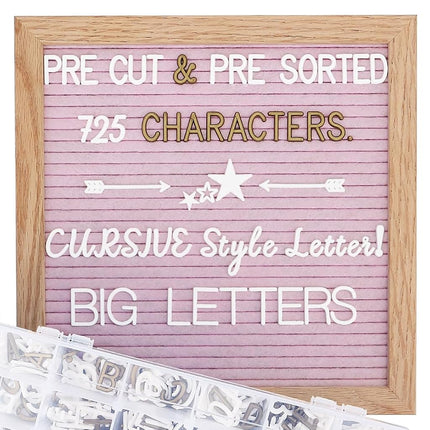 Pink Felt Letter Board 10x10 Inch, Pre Cut & Sorte