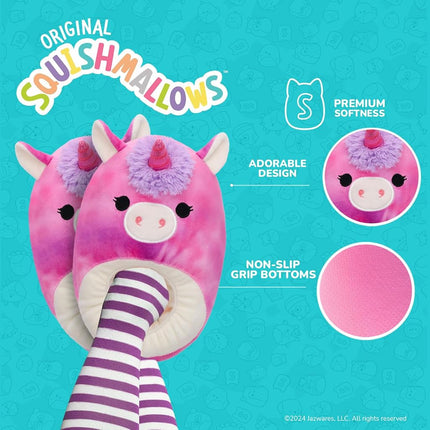 Squishmallows Slippers Plush Lightweight Warm Comfort Soft Aline Slipper House Shoes for Kids and Adults (sizes 11-1 Little Kid / 2-5 Big Kid / 5-10 Adult), Lola the Unicorn, 7-8 Women/5.5-6.5 Men