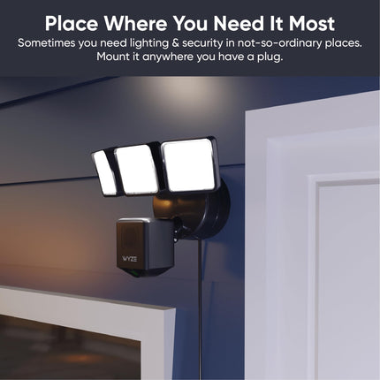 Soporte de montaje enchufable Wyze Floodlight Cam para cámaras Wyze Floodlight v1/v2/Pro, caja eléctrica con cable de alimentación exterior resistente a la intemperie de 20 pies, fácil instalación (negro)
