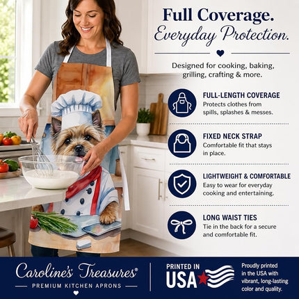 Caroline's Treasures Cairn Terrier The Chef Apron Cooking Kitchen Server Baking Crafts Gardening for Adult Women Men, Unisex, Large, Multicolor