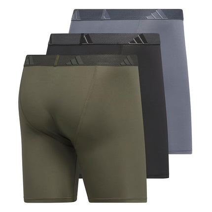 adidas Men's Microfiber 3-Pack Boxer Brief, Olive Strata Green/Black/Onix Grey, S