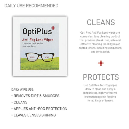 OptiPlus 200-Count Pre-Moistened Anti-Fog Lens Wipes, 6" x 5"