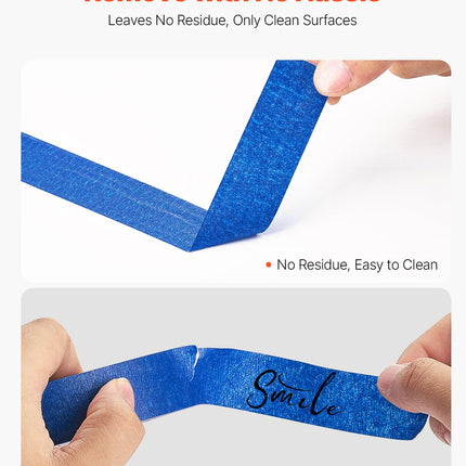 VEVOR Painters Tape, 1 Inch Wide (0.94 In x 60 Yds), 6 Rolls, Blue Painter Tape for Painting, Edge, Trim, Ceiling, Masking Tape Protects Surfaces and Removes Easily, DIY Craft Art, Labeling Decoration