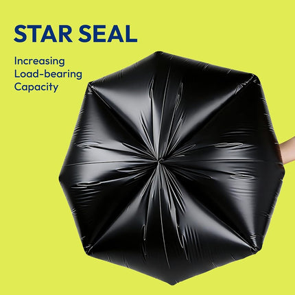 KeenEcho 200L Heavy Duty Garbage Bags 30 Count, 30 μm, Strong Black Bin Liners, Leakproof Star Seal for Construction, Yard, Demolition Debris