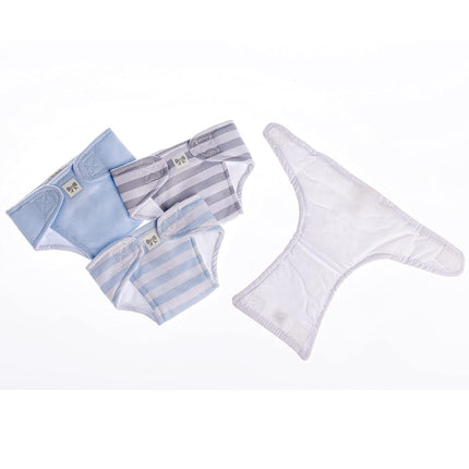 JC Toys Set of 4 Nappies for Dolls from 36 to 43 cm, Washable and Reusable, Ideal for Playing, Multicoloured, Blue, Designed in Spain by Berenguer, +2 Years, 81004