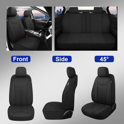 CAROMOP Waterproof Car Seat Cover Full Seats, Neoprene Seat Covers for Cars,Split Bench Compatible Car Interior Covers, Universal Fit Most Car Sedan Truck SUV(Black)