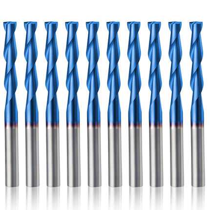 HQMaster 10PCS 1/8 17mm Carbide Flat Nose End Mill CNC Router Bits Double Flute Spiral Set Tool Nylon Resin ABS Acrylic PVC MDF Hardwood by HQMaster