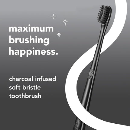 hello Charcoal Soft Toothbrush with Activated Charcoal from Sustainable Bamboo, BPA- Free, Made from Plant-Based Materials, 4 Pack
