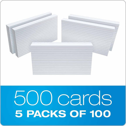Oxford 51EE Ruled Index Cards, 5" x 8", White, 500 Cards (5 Packs of 100) (51)