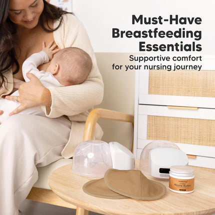 KeaBabies Organic Nursing Pads, 14 Washable Breast Pads,Wash Bag (Coffee, X-Large 14.2cm)