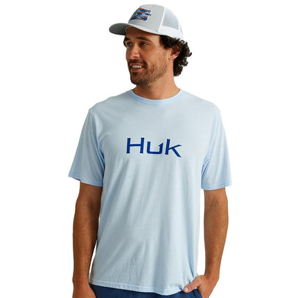 HUK Men's Performance Fishing Logo Tee, Short Sleeve, Quick-Dry, Logo 2.0 - Ice Blue, 3XL
