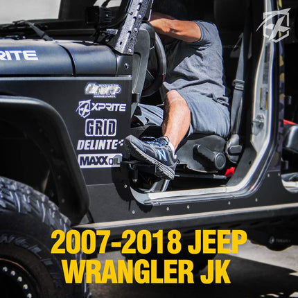 Xprite Metal Steel Front Door Foot Pegs Rest Pedals for 2007-2018 Jeep Wrangler JK JKU Accessories - 1 Pair