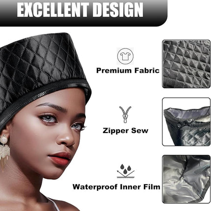 Heat Cap for Deep Conditioning, Thermal Steam Cap for Hair Treatment, Hair Steamer for Black Natural Hair, 10-Level Quick Heating Caps for Home Use.