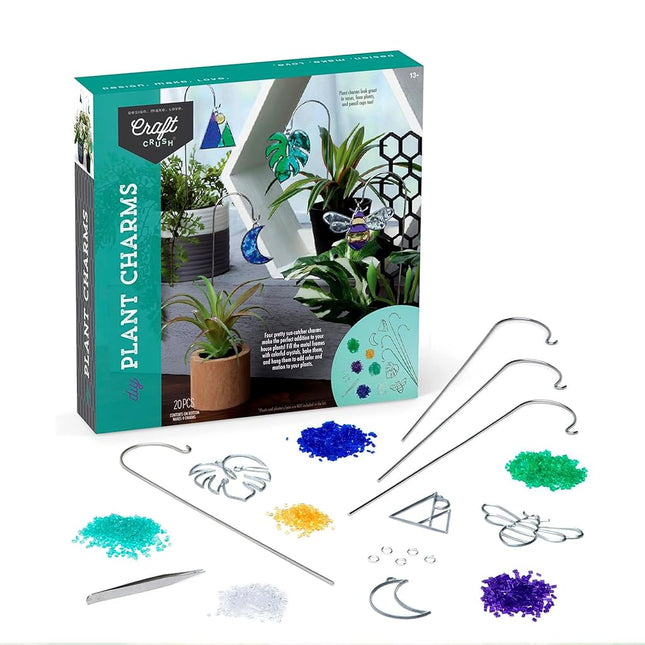 Craft Crush – Plant Charms – Makes 4 Suncatcher Charms – Metal Plant Decorative Stakes Craft Kit – Teens & Adults – for Ages 13+