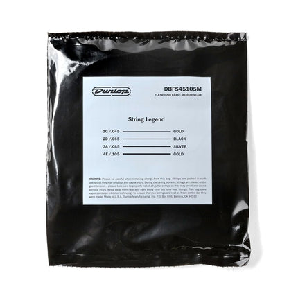 Dunlop Stainless Steel Flatwound Bass Strings Medium Scale 45-105