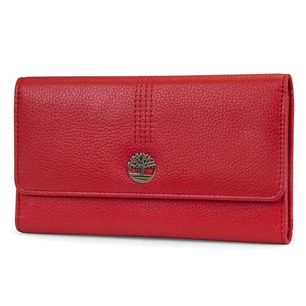 Timberland womens Leather Rfid Flap Cluth Organizer Wallet, Cherry (Pebble), One Size UK