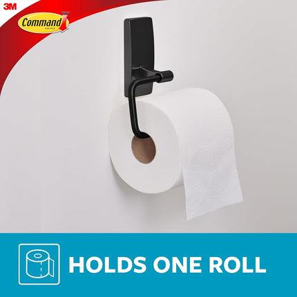 Command Toilet Paper Holder, Matte Black, 1 Holder, 2 Strips