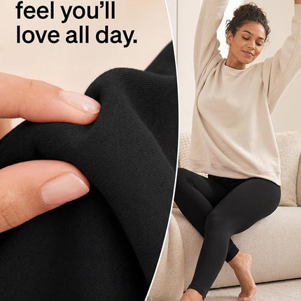 No Nonsense Women's Cotton Legging, Black/Espresso-2 Pair Pack, Large (Pack of 2)