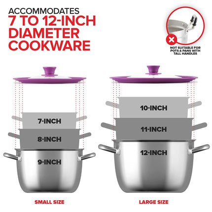 Modern Innovations Universal Lids (Set of 2) Fits 7 to 12-Inch Cookware, Silicone Replacement Pan Lid, Glass Top Covers for Skillets, Pots, Frying Pans, Cast Iron - Lavender
