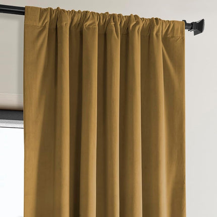 HPD Half Price Drapes Heritage Plush Velvet Curtains 84 Inches Long Room Darkening Curtains for Bedroom & Living Room 50W x 84L, (1 Panel), Retro Gold