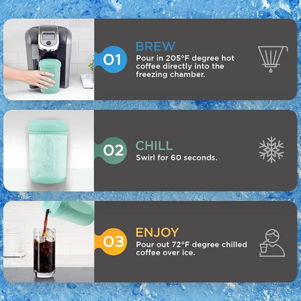 HyperChiller HC2 Patented Iced Coffee/Beverage Cooler, New, Improved,Stronger and More Durable! Ready in One Minute, Reusable for Iced Tea, Wine, Spirits, Alcohol, Juice, 12.5 Oz, Black