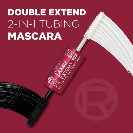 Máscara de pestañas L'Oréal Paris Double Extend Beauty Tubes alargadora, negra, 0.33 fl. oz.