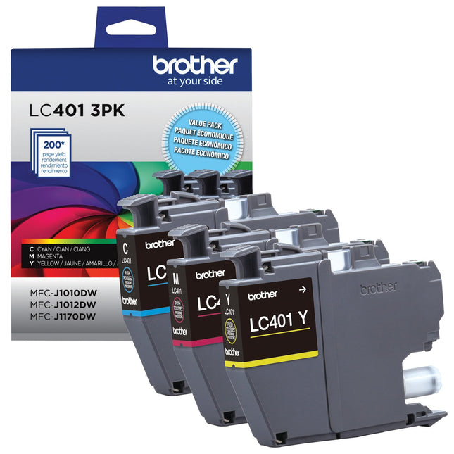 Brother LC4013PKS Cartouche d'encre couleur standard, pack de 3 authentiques