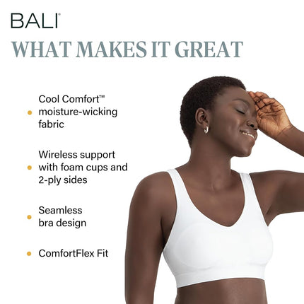 Bali Women's Comfort Revolution Shaping Wirefree Bras, White, S UK