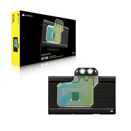 Bloque de refrigeración por agua Corsair Hydro X Series XG7 RGB 4080 Founders Edition GPU – Para NVIDIA® GeForce RTX™ 4080 FE – Cobre niquelado CNC – 50 aletas de refrigeración – Incluye placa trasera y cable adaptador ARGB – Negro