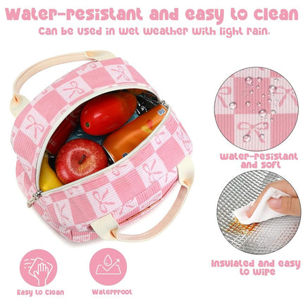 Bluboon Lunch Bag for Women Men Cute Corduroy Lunch Tote Bags Reusable Insulated Lunch Box Large Capacity Reusable Insulated Cooler for Work Picnic or Travel