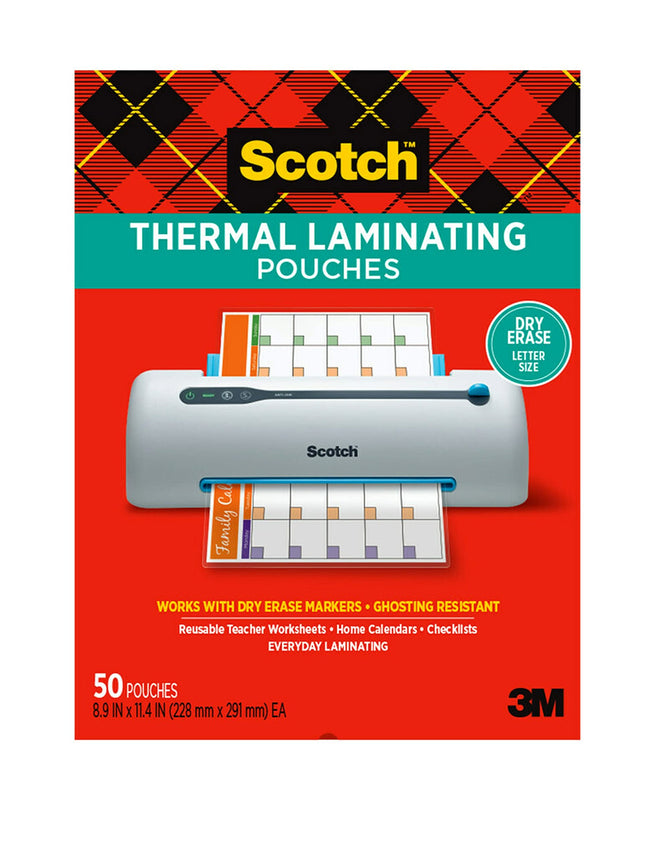 Scotch Dry Erase Thermal Laminating Pouches, 50-Pa