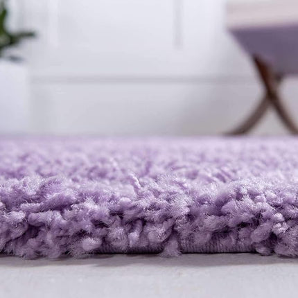 Unique Loom Solid Shag Collection Lilac 3 x 5 Area Rug (3' 2" x 5' 2")