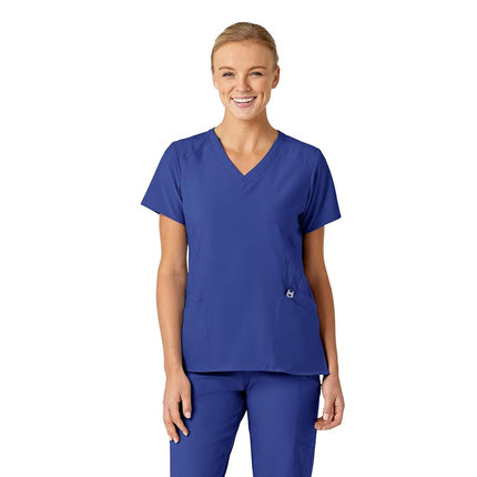 WonderWink 6155XGALA4X W123 Women's Stylized V-Neck Top, Galaxy Blue, Extended-4X Size