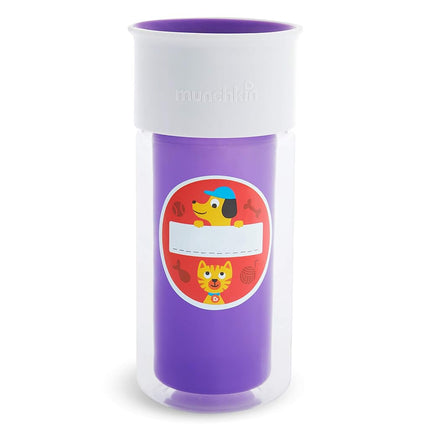 Munchkin® Miracle® 360 Insulated Sippy Cup, Includes Stickers to Customize Cup, 9 Ounce, Purple