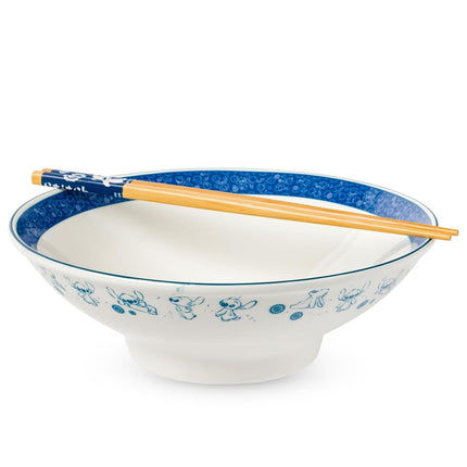 Bol à ramen en céramique Silver Buffalo Lilo et Stitch motif japonais multiposes Fleurs 887 ml avec baguettes