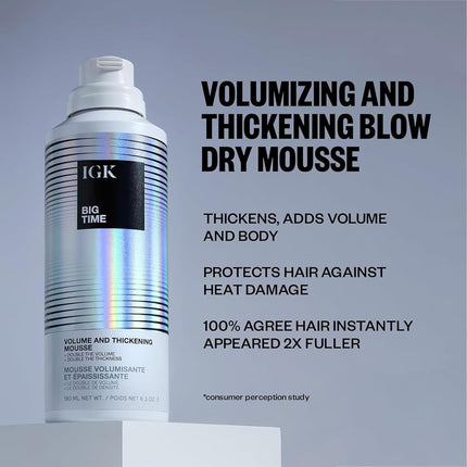 IGK Big Time Volume and Thickening Mousse For Unisex 6 oz Mousse