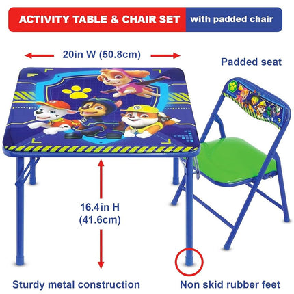 Juego de mesa y sillas junior de la Patrulla Canina, mesa plegable, sillas acolchadas