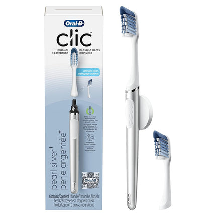Oral-B Clic Toothbrush, Chrome White, with 1 Bonus