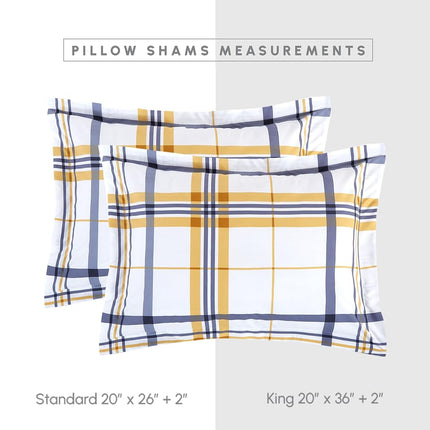 Elegant Comfort Silky Soft 8-Piece Plaid Lodge Bed-in-a-Bag Comforter Set, Includes 4pc Smart Sheet Set, Comforter, Decorative Pillow, Matching Pillowcases and Shams - Twin/Twin XL, Gold