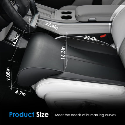 FLORICH Car Seat Extender Leg Support Cushion for Driver Seats Office Chair, Leather Memory Foam Widened seat Cushion for Long Drivers Universal Car Seat Cushion Legs Rest Pads-Light Black