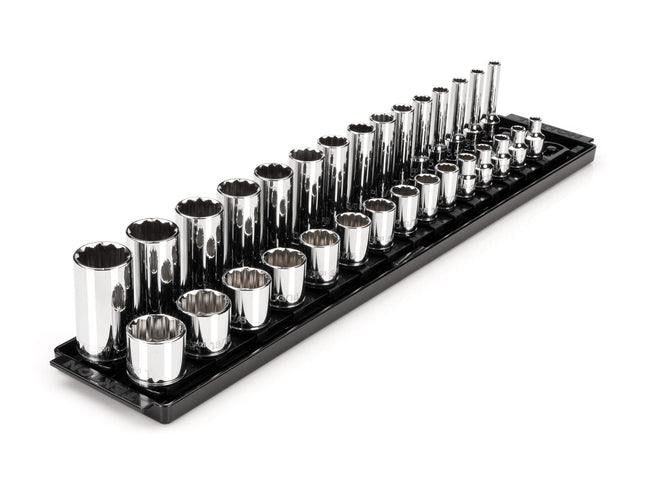 TEKTON 3/8 Inch Drive 12-Point Socket Set with Rai