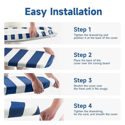 Whitmor Ironing Board Cover and Pad, Cotton, White + Blue, 54" x 15"