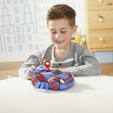 Marvel Spidey and His Amazing Friends Change 'N Go Web-Crawler and Spidey Action Figure, 2 in 1 Vehicle, 4-Inch Figure, for Kids Ages 3 and Up, Frustration Free Packaging