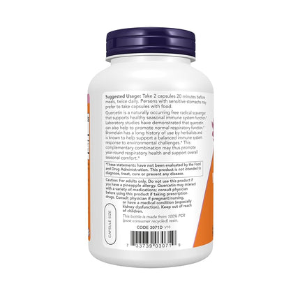 NOW Quercetin with Bromelain,240 Veg Capsules