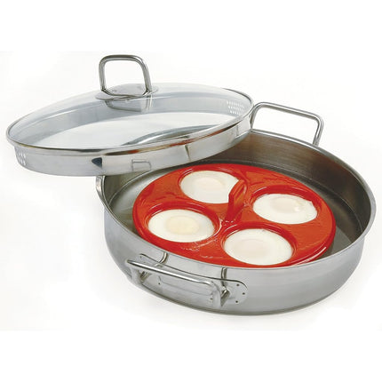 Norpro 9900 Silicone 4 Egg Poacher, Red