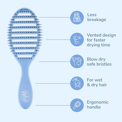 Cepillo de pelo Wet Brush Speed Dry - Free Spirit, Sky - Diseño ventilado y cerdas HeatFlex ultrasuaves que son seguras para el secador con mango ergonómico que controla el cabello enredado e incontrolable - Sin dolor