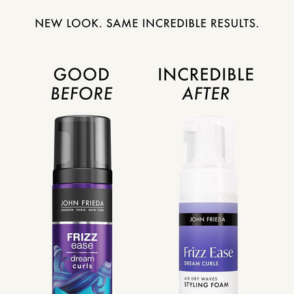 John Frieda Frizz Ease Dream Curls Air Dry Waves Styling Foam, Hair Foam for Curly or Wavy Hair, 5 Fl Oz