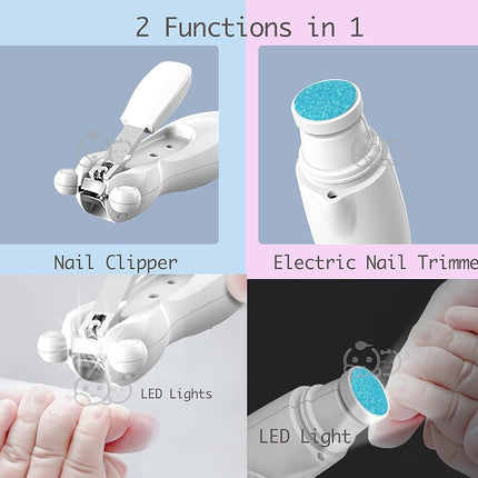 Royal Angels Rechargeable Baby Nail Clippers 20 in 1, Safe Electric Nail Trimmer, Baby Nail Kit, Additional Replacements, Newborn Toddler Toes and Fingernails, Trim and Polish (Rechargeable, Snow)
