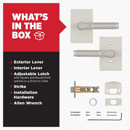 Kwikset Prava Interior Passage Door Handle, Lever for Closet and Hallway Doors, Reversible Non-Locking Handle Lever, Satin Nickel, with Microban Protection